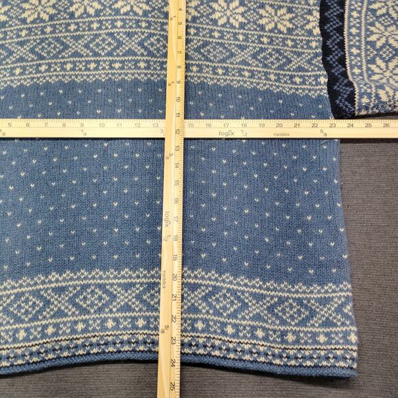 Vintage L.L.Bean Nordic Fair Isle Wool Blend Henley Sweater Blue Women's Large - Picture 6 of 6
